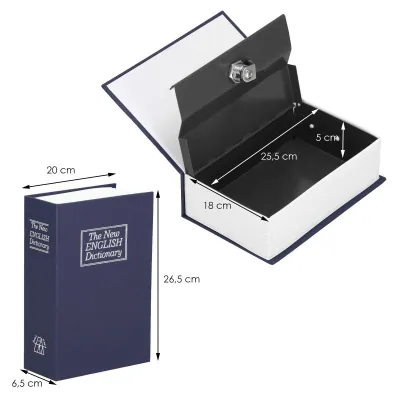 Trezor kniha 26,5x20x6,5 cm SPRINGOS HA5048 Safebook L modrý