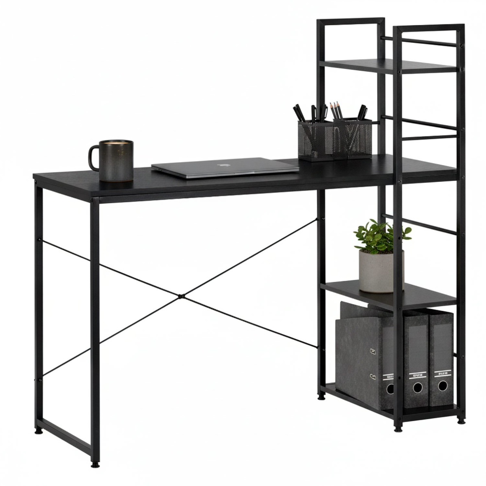 Písací stôl s policami 120x48 cm SPRINGOS Nexo HF0046 čierny