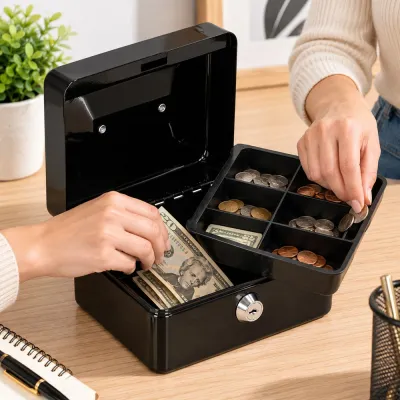 Príručná pokladňa 15x12x8 cm SPRINGOS CASHBOX HA5038 čierna