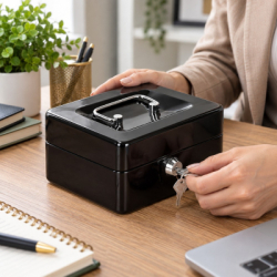Príručná pokladňa 15x12x8 cm SPRINGOS CASHBOX HA5038 čierna