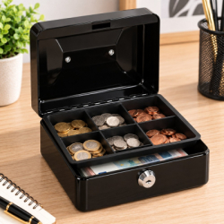Príručná pokladňa 15x12x8 cm SPRINGOS CASHBOX HA5038 čierna