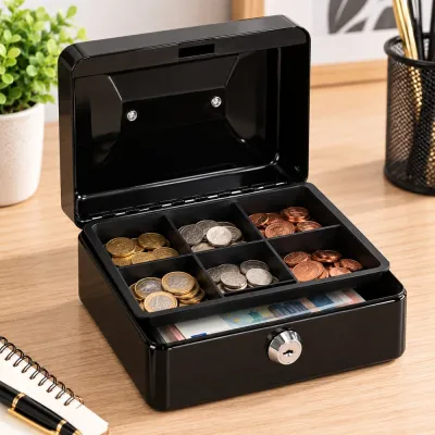 Príručná pokladňa 15x12x8 cm SPRINGOS CASHBOX HA5038 čierna