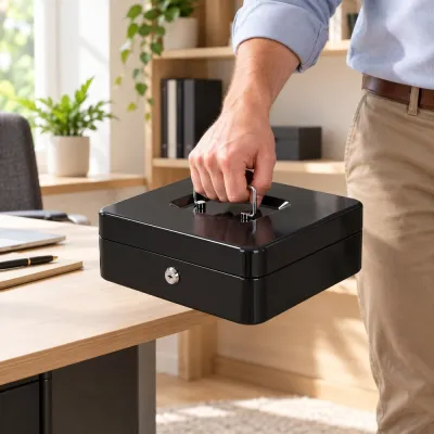 Príručná pokladňa 30x24x9 cm SPRINGOS CASHBOX HA5042 čierna