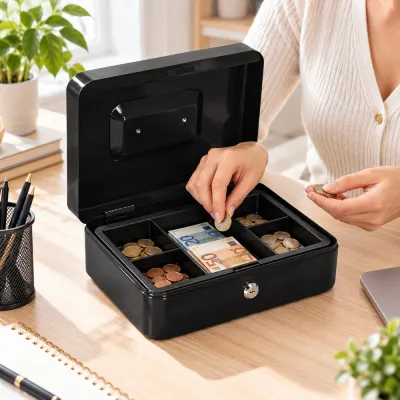 Príručná pokladňa 30x24x9 cm SPRINGOS CASHBOX HA5042 čierna