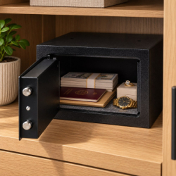 Trezor na peniaze na kľúč 23x17x17 cm SPRINGOS HA5278 čierny