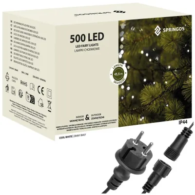 LED svetelná reťaz - 41,5m, 500LED, IP44, studená biela