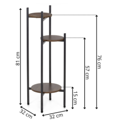 Kovový stojan na kvety 81 cm 3 polica SPRINGOS GA0215 čierno-hnedý