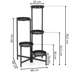 Kovový stojan na kvety s 5 policami 78,5 cm SPRINGOS GA0218 čierny