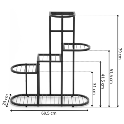 Kovový stojan na kvety 5 políc 79 cm SPRINGOS GA0275 čierny