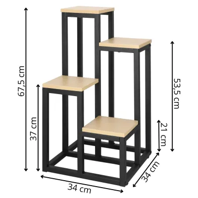 Kovový stojan na kvety 67,5 cm 4 polica SPRINGOS GA0206 svetlo hnedý