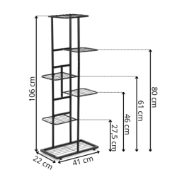 Kovový stojan na kvety 106 cm 6 políc SPRINGOS GA0214 čierny