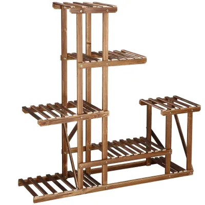 Drevený stojan na kvety 95 cm SPRINGOS GA0176 hnedý