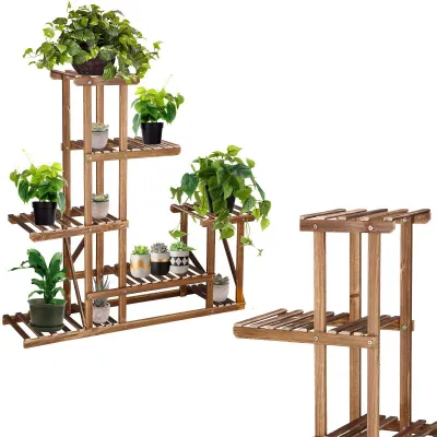 Drevený stojan na kvety 95 cm SPRINGOS GA0176 hnedý