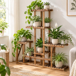 Drevený stojan na kvety 95 cm SPRINGOS GA0176 hnedý