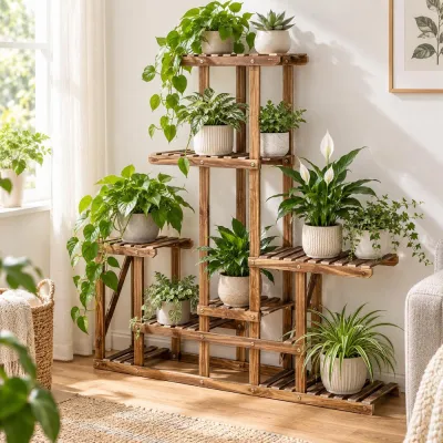 Drevený stojan na kvety 95 cm SPRINGOS GA0176 hnedý