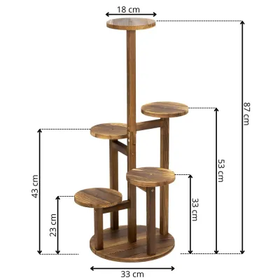 Drevený stojan na kvety 87 cm 6 políc SPRINGOS GA0217 hnedý