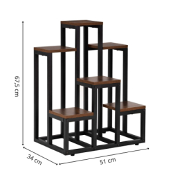 Kovový stojan na kvety 67,5 cm SPRINGOS GA0220 tmavo hnedý