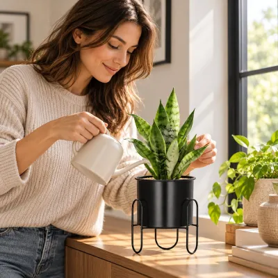 Kvetináč so stojanom 28 cm SPRINGOS GA0164 čierny