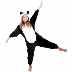 Kigurumi pyžamo panda 125-140 cm SPRINGOS HA5069 čiernobiele
