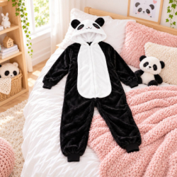 Kigurumi pyžamo panda 125-140 cm SPRINGOS HA5069 čiernobiele