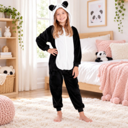 Kigurumi pyžamo panda 125-140 cm SPRINGOS HA5069 čiernobiele