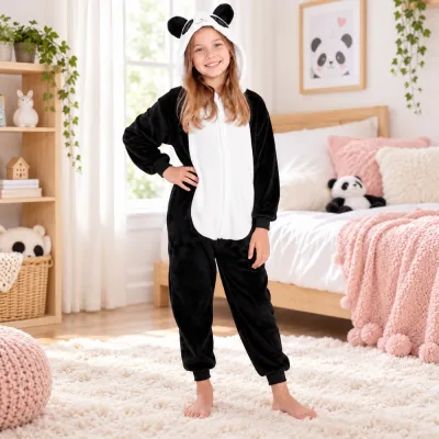 Kigurumi pyžamo panda 125-140 cm SPRINGOS HA5069 čiernobiele