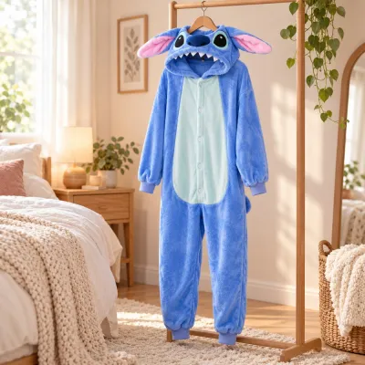 Overal na spanie dámsky Stitch veľ. L SPRINGOS HA5075 modrý