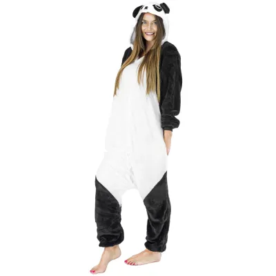 Pyžamo overal panda veľ. M SPRINGOS HA5077 čierno-biele