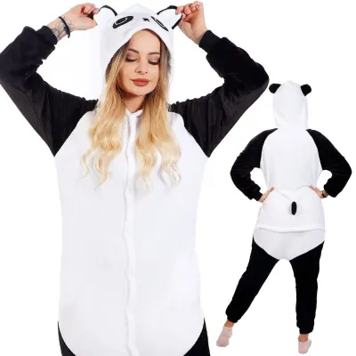 Pyžamo overal panda veľ. M SPRINGOS HA5077 čierno-biele