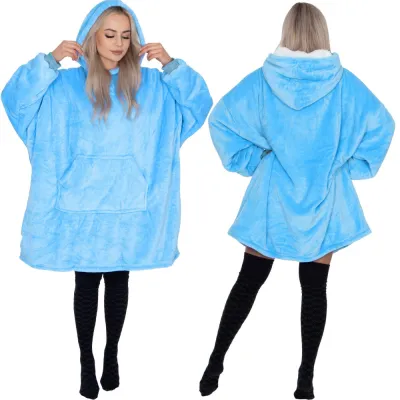 Mikinová deka oversize SPRINGOS HA7319 svetlo modrá
