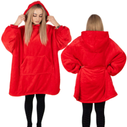 Mikinová deka oversize s kapucňou SPRINGOS HA7321 červená