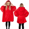 Mikinová deka oversize s kapucňou SPRINGOS HA7321 červená