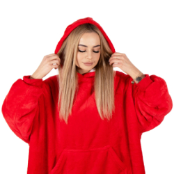 Mikinová deka oversize s kapucňou SPRINGOS HA7321 červená