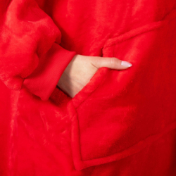 Mikinová deka oversize s kapucňou SPRINGOS HA7321 červená