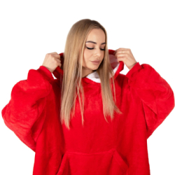 Mikinová deka oversize s kapucňou SPRINGOS HA7321 červená
