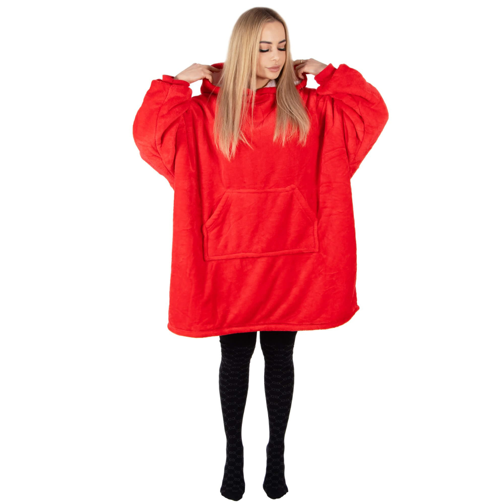 Mikinová deka oversize s kapucňou SPRINGOS HA7321 červená