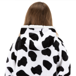 Mikinová deka oversize s kapucňou SPRINGOS HA7570 bielo-čierna