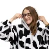 Mikinová deka oversize s kapucňou SPRINGOS HA7570 bielo-čierna