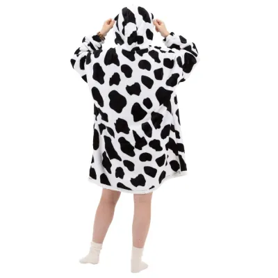 Mikinová deka oversize s kapucňou SPRINGOS HA7570 bielo-čierna