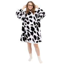 Mikinová deka oversize s kapucňou SPRINGOS HA7570 bielo-čierna