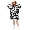 Mikinová deka oversize s kapucňou SPRINGOS HA7570 bielo-čierna