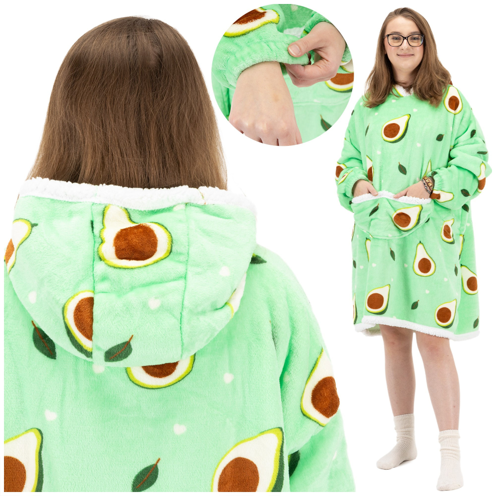 Mikinová deka Oversize s kapucňou SPRINGOS HA7571 zelená