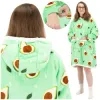 Mikinová deka Oversize s kapucňou SPRINGOS HA7571 zelená