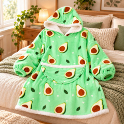 Mikinová deka Oversize s kapucňou SPRINGOS HA7571 zelená