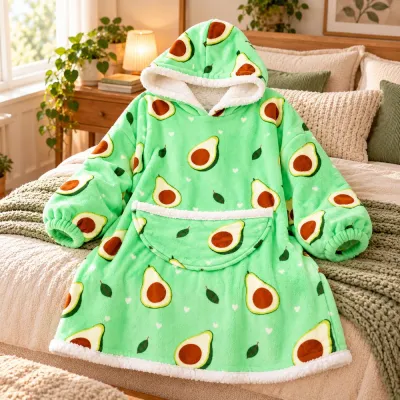 Mikinová deka Oversize s kapucňou SPRINGOS HA7571 zelená