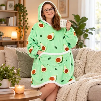 Mikinová deka Oversize s kapucňou SPRINGOS HA7571 zelená