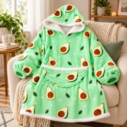 Mikinová deka Oversize s kapucňou SPRINGOS HA7571 zelená
