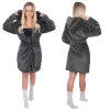 Župan dámsky s kapucňou veľ. L/XL SPRINGOS Bliss HA7364 tmavo šedý
