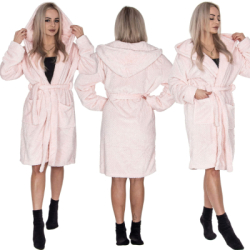 Dámsky župan s kapucňou veľ. L/XL SPRINGOS Aura HA7366 ružový