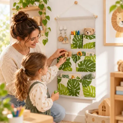 Závesný organizér 5 vreciek SPRINGOS HA0146 s motívom listov